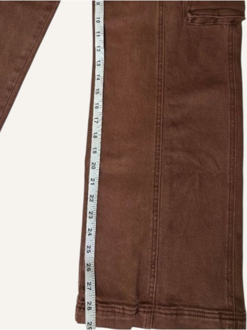 Risen Coffee Brown High Rise Cargo Straight Leg Utility Jeans Size 15 NWT - Picture 12 of 13